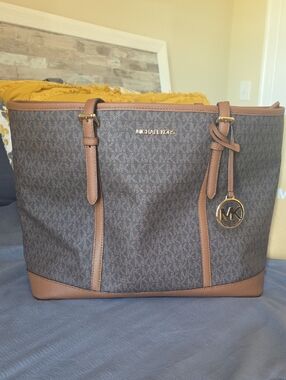 Michael Kors Brown and Tan Signature MK Tote